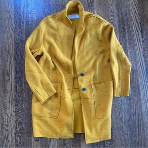 Zara Mustard Yellow Textured Peacoat